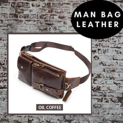 Men's Genuine Leather Bag - Coffee