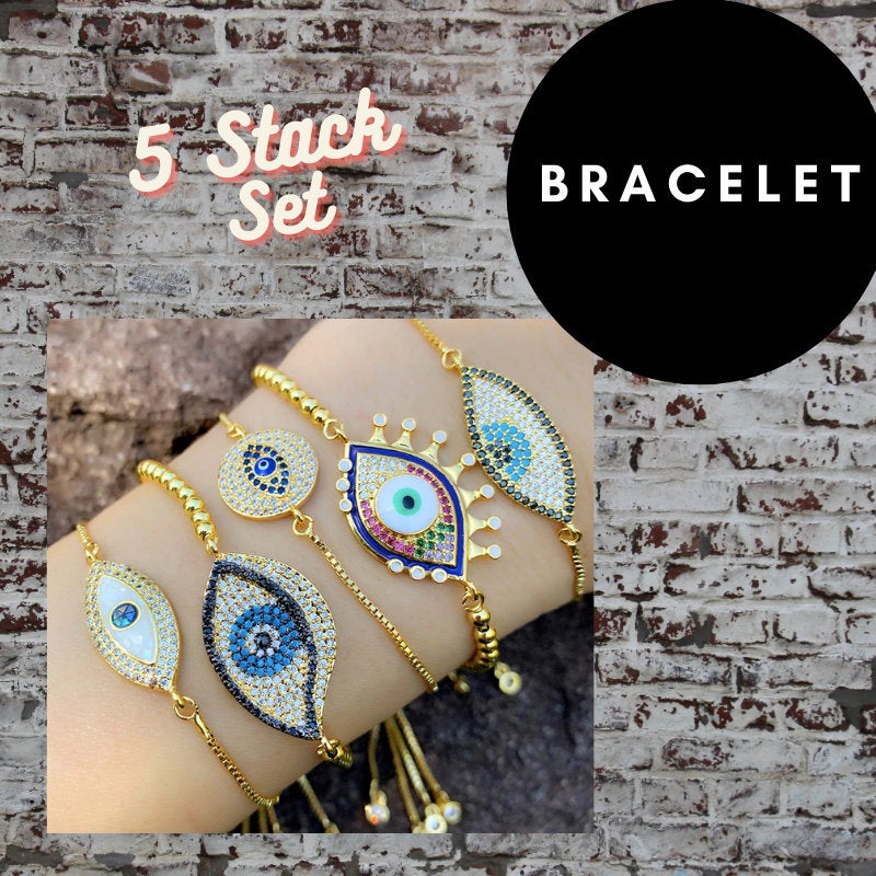 5 Set Stack - Protection Diamond Bracelet