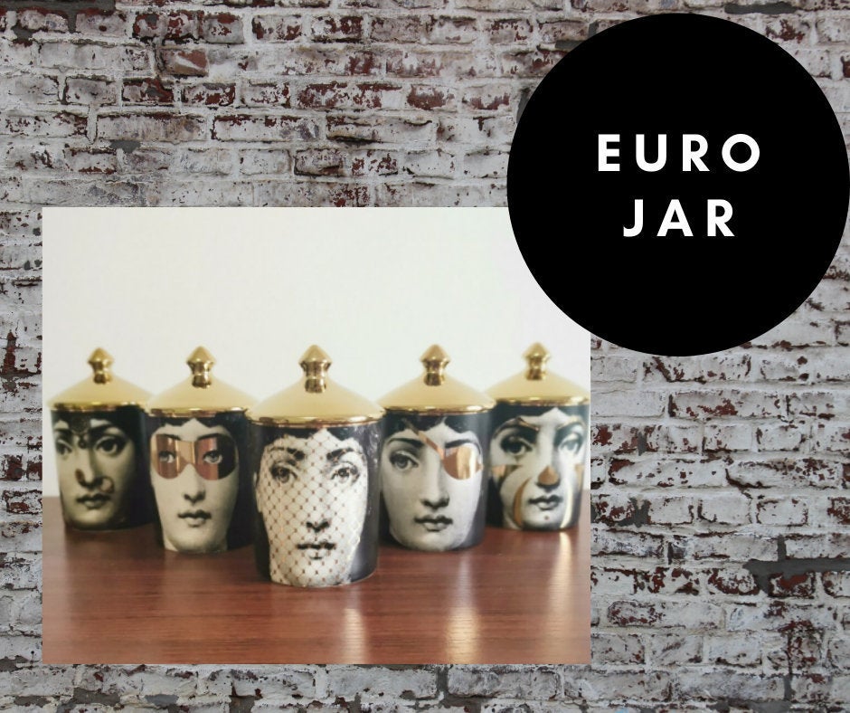 EU Jar Candle Holder with Gold Lid - Eye Mask