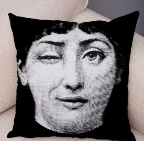 2 pc, 45x45cm Italian Design Pillow Cover -  Eyes and Lips