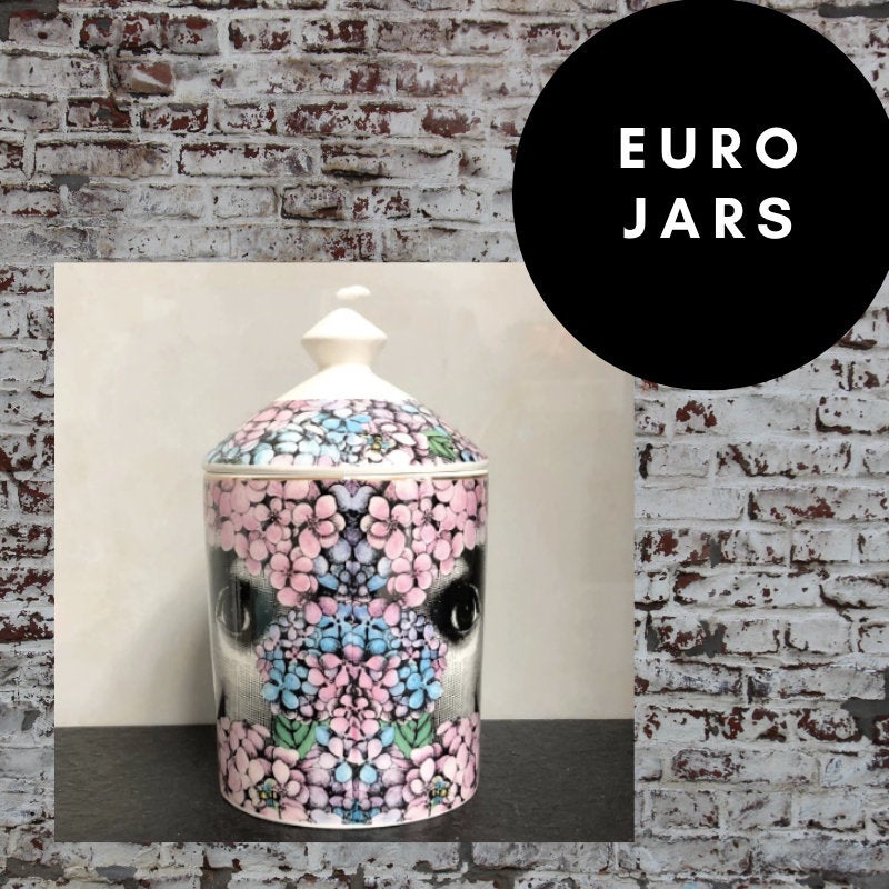 EU Jar Candle Holder with Lid - Pink Flowers