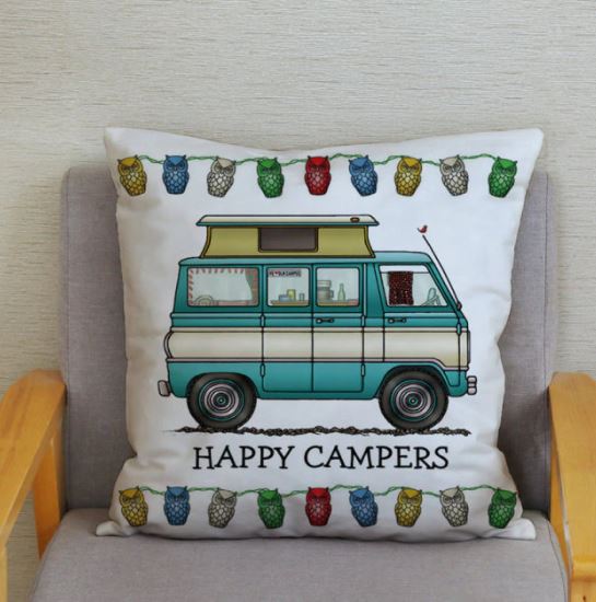 45x45cm Happy Campers Pillow Cover - Campervan 4