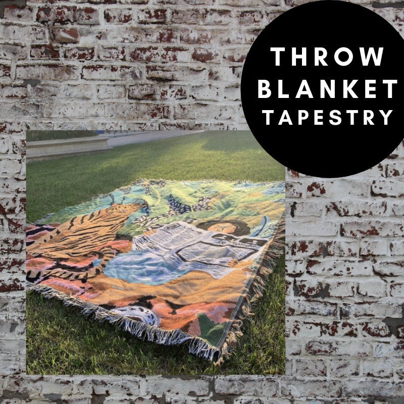 Throw Blanket Tapestry - Tiger and Girl