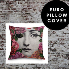 45x45cm Italian Design Pillow Cover - Pink + Blue Flowers
