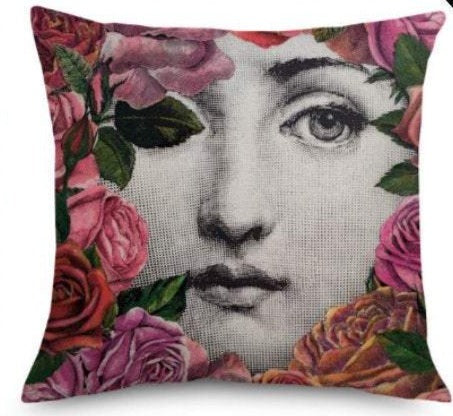 2 pc, 45x45cm Italian Design Pillow Cover - Crown and Lips