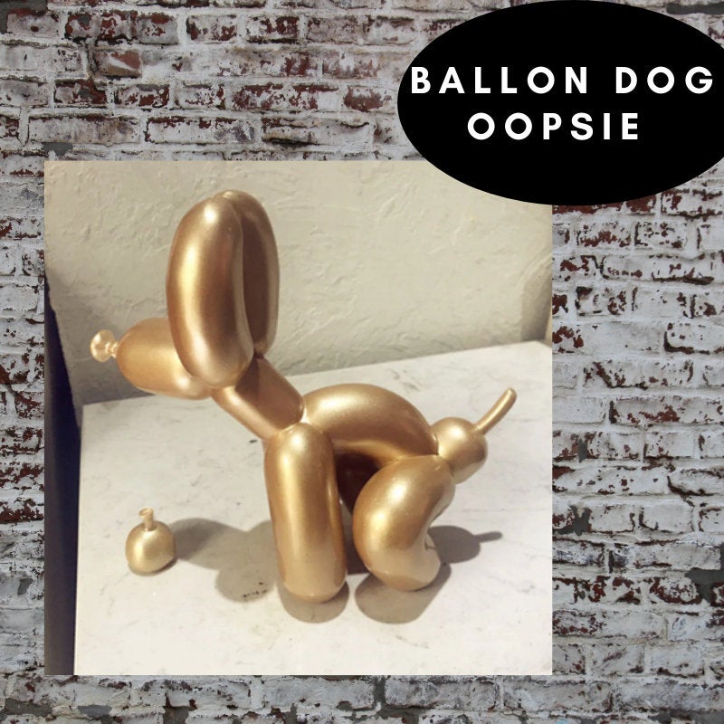 Pooping Balloon Dog Canvas - Gold Metallic