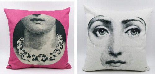 2 pc, 45x45cm Italian Design Pillow Cover - Necklace and Face