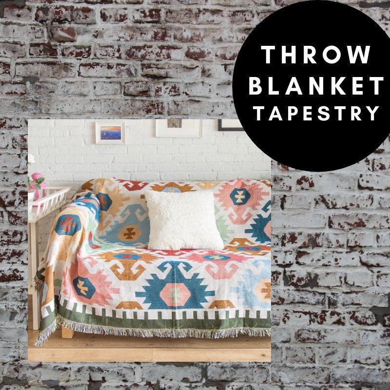 Throw Blanket Tapestry - Bohemian Aztec