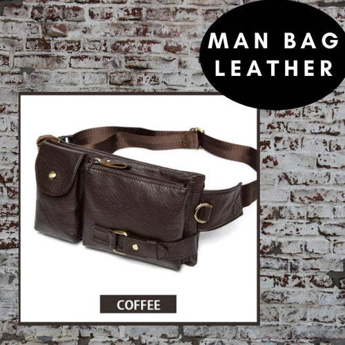 Men's Genuine Leather Bag - Oil Coffee