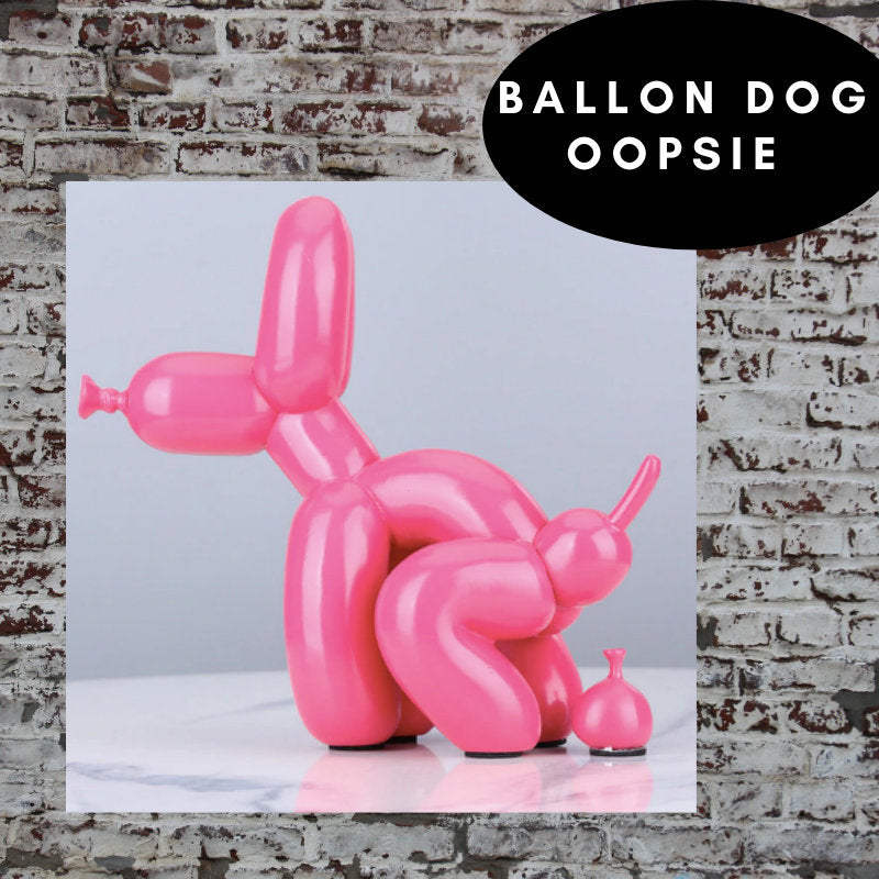 Pooping Balloon Dog Canvas - Baby Pink
