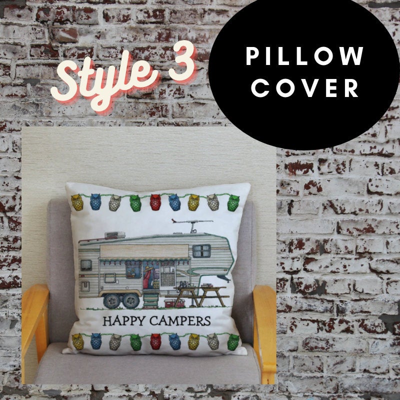 45x45cm Happy Campers Pillow Cover - Campervan 3