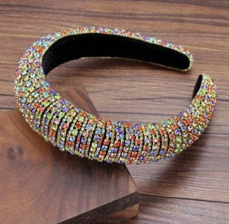 Bejeweled Baroque Rhinestone Headband - Multi-color
