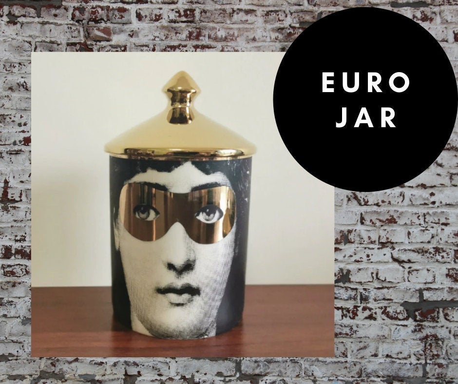 EU Jar Candle Holder with Gold Lid - Skull