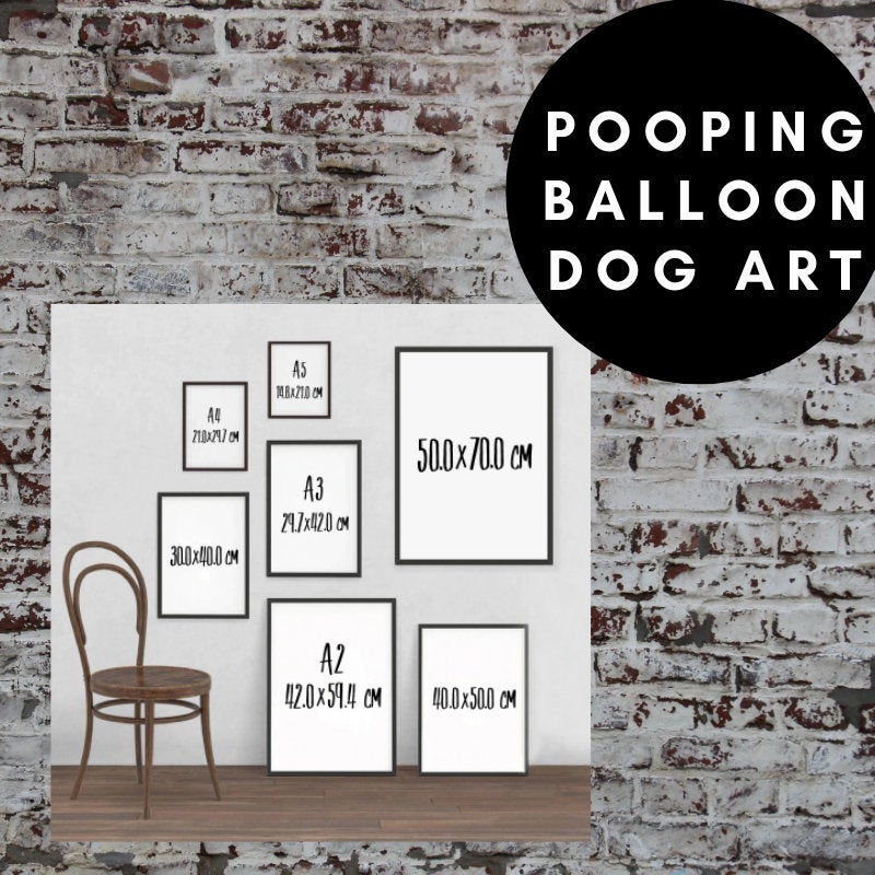 Pooping Balloon Dog Canvas - Pink