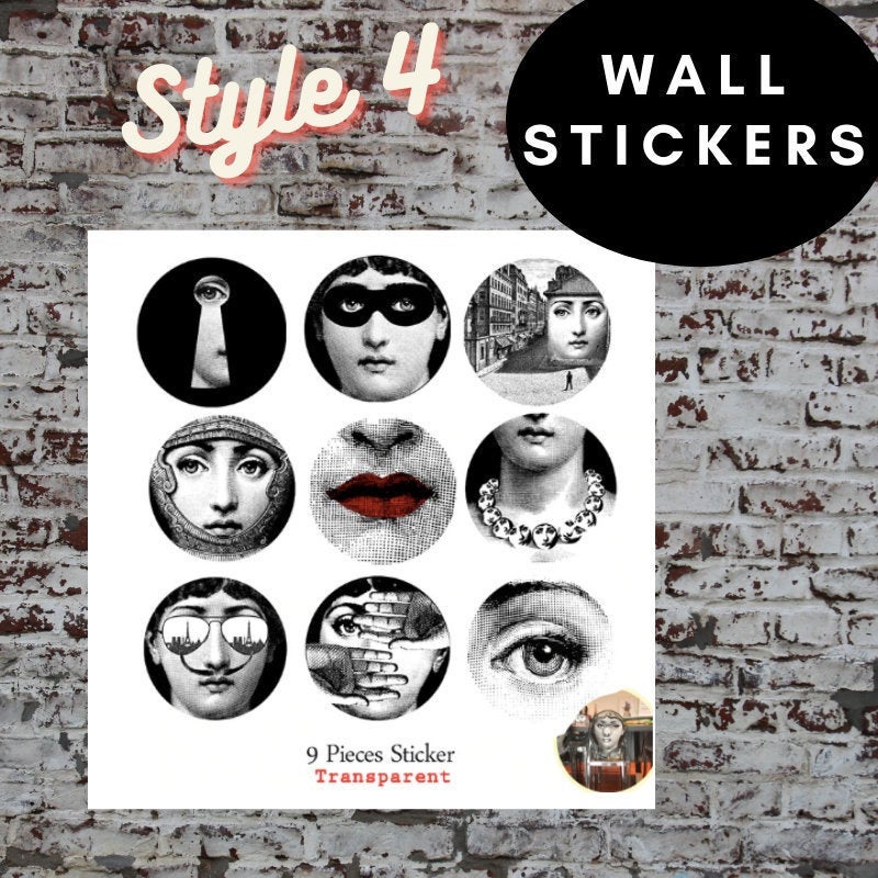 9 pc, Euro Style Wall Stickers- Mustache