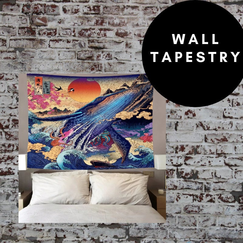 Japanese Wall Tapestry - Whale