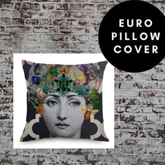 45x45cm Italian Design Pillow Cover - Pink + Blue Flowers