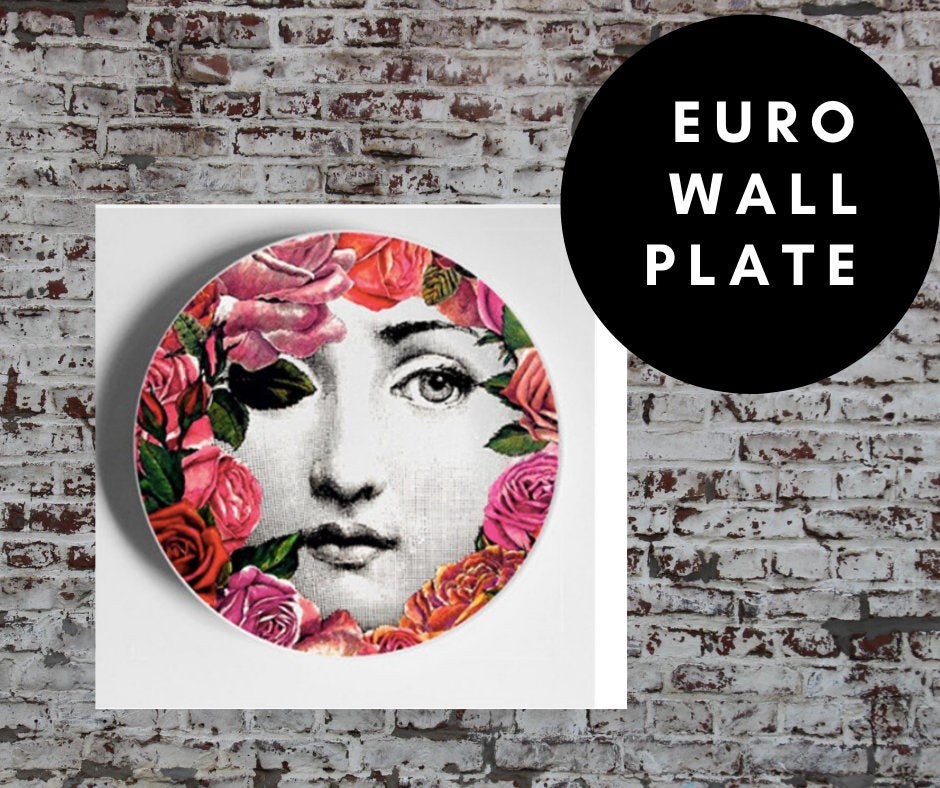 8 inch EU Wall Plate Decorative - Mono Flowers