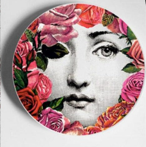 8 inch EU Wall Plate Decorative - Flower Red