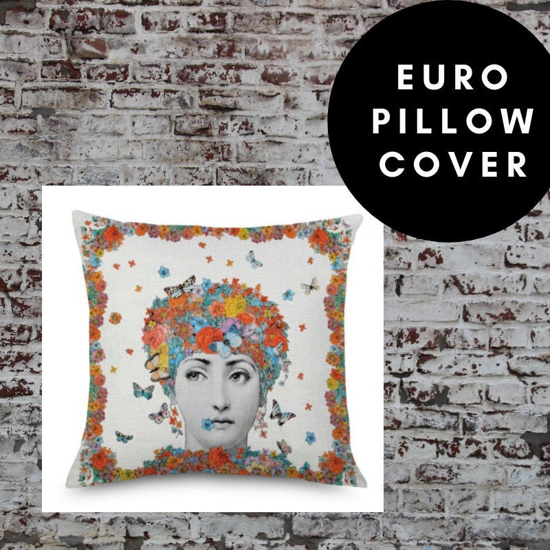 45x45cm Italian Design Pillow Cover - Flowers + Butterfly