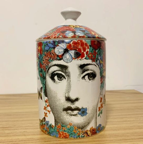 EU Jar Candle Holder with Lid - Lips & Nose